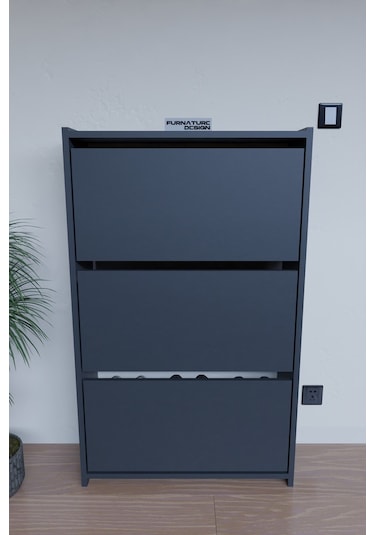 Düşer Kapak Duvara Monte Kayar 3 Raflı Ayakkabılık - Antrasit Diğer Düşer Kapak Duvara Monte Kayar 3 Raflı Ayakkabılık - Antrasit Diğer