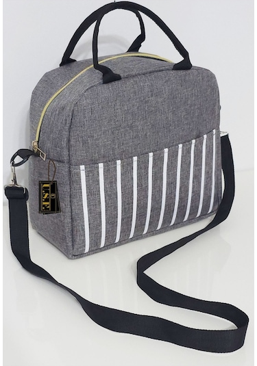 Anne Bebek Askılı Taşıma Çantası Isı Yalıtımlı Termal Yemek, Mama, Beslenme, Gıda Çantası Gri - Sarı