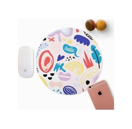 Minimal Renkli Tasarımlı Yuvarlak Mousepad - Mouse Pad - Fare Altlığı