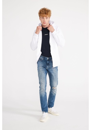 Jp Basıc Full Zıp Sweatshırt Hoodıe Beyaz