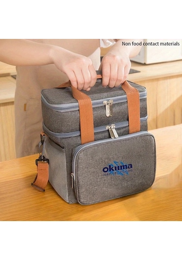 Xuweiwei Okuma Inspıred Fıshıng Navy Blue 1pc Büyük Kapasiteli Fermuarlı Izoleli Balıkçı Çantası Dayanıklı Oxford Hafif Güçlendirilmiş Sap Altın