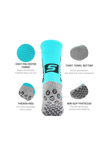 Konesam Antibakteriyel Kadife Futbol Çorabı Erkek Kadın Orta Uzunluklu Kaymaz Tabanlı Spor Çorap Beyaz Beyaz