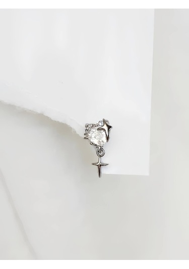 Bombeli Kalp Yıldız Model Kıkırdak Piercing Tragus Helix Altın Gümüş Renk Küpe Silver