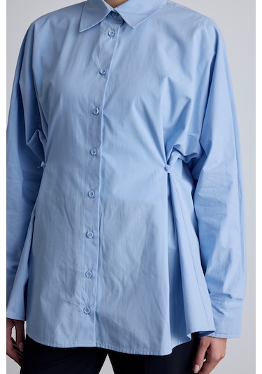 Bel Ayarlamalı Gömlek Mavi Mavi