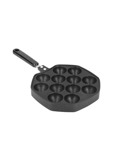 Padalink Alüminyum 12 Lü Takoyaki Panı - Anti Kayma Kaplama, Isıya Dayanıklı Kelepçe, Evde Pratik Pişirme Aleti Siyah