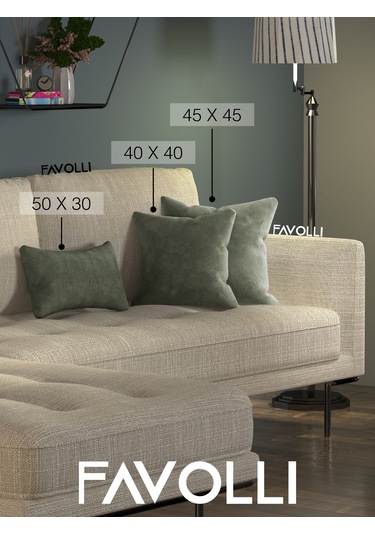 Br Favolli Kadife Dokulu Enginar Rengi Kırlent Kılıfı Dream Serisi Punch Için Uygun Gizli Fermuar Enginar Rengi