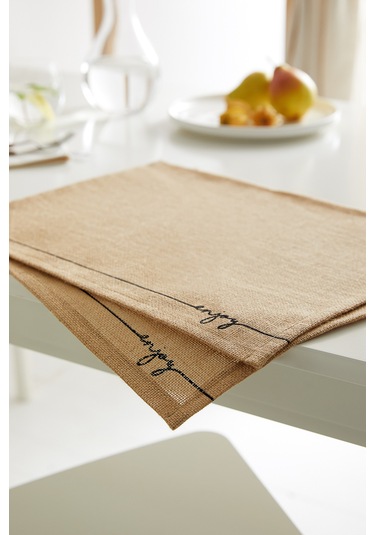2 Adet Jüt Enjoy Baskılı Sofra Sunum Tabak Altlığı Supla Amerikan Servisi 45 x 35 CM