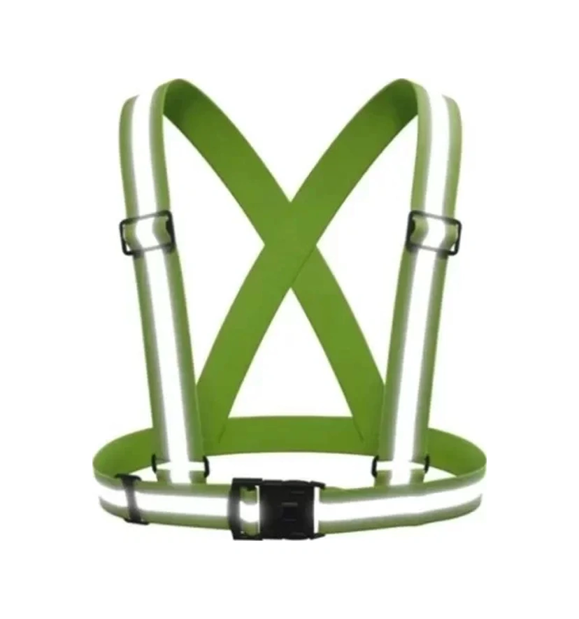 Neon İkaz Yeleği Tokalı Emniyet Kemeri Yelek Pratik Esnek Kumaş F.yeşil