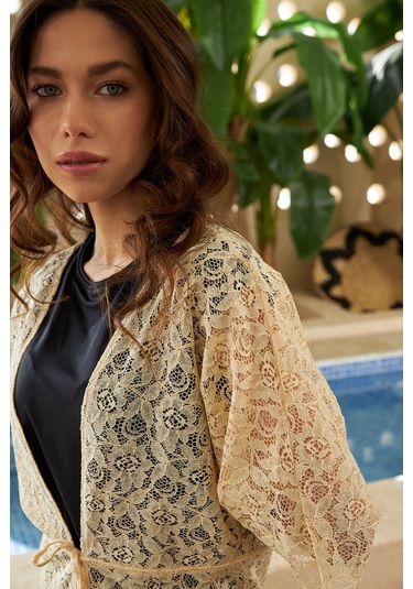 Remsa Mayo Üzerine Önü Açık Pareo 498-601 Bej Bej