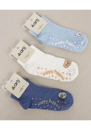 3 Adet Erkek Çocuk Köpüş Desenli Patik Çorap-1040 Lacivert