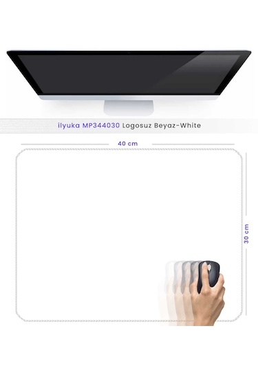 İlyuka Mousepad 40x30cm Gaming Oyuncu Mp344030 Logosuz Beyaz