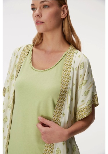 Anıl 11421 Kadın Sabahlık, Atlet Ve Pantolon Takım Yeşil