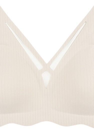 Balensiz Lazer Dikişsiz Dilim Detaylı Dekolteli Sütyen Ekru