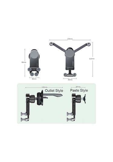 Oatsbasf Araba Yerçekimi Metal Braket Ölçeklenebilir Ve Kararlı Cep Telefonu Braketi Katlanır Ekran Cep Telefonu Özel Araba Braketi Çıkış Siyahı