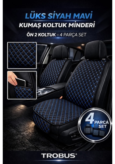 Volkswagen Passat Uyumlu 5 Parça Terletmez Kumaş Koltuk Minderi Siyah Mavi