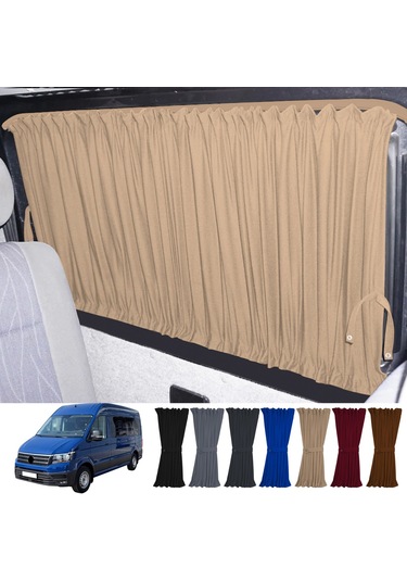 Pandami Volkswagen Crafter 2. Nesil Orta Şase 2018+ Uyumlu Krem Raylı Oto Perde Takımı