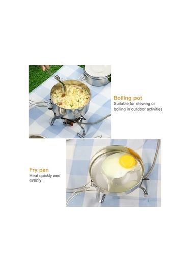 Ulzyvf Ve Suofeng Seti Pişirme Piknik Paslanmaz Parçalı Kamp İçin Gümüş Dağcılık Çelik 4 - Zb Gümüş Gümüş