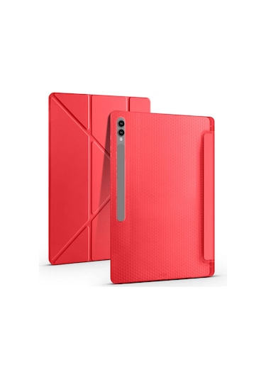 Galaxy Tab S9 Ultra Kılıf Uyumlu Zore Tri Folding Kalem Bölmeli Standlı Kılıf-rose Gold Tablet Kılıfı