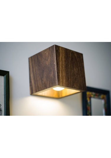 Dcrthuma Yansıtma Tasarımlı Çift Yönlü Ahşap Salon Duvar Aplik Koyu Kahverengi