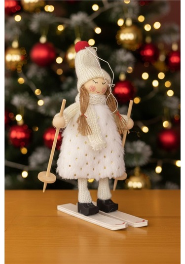 Yılbaşı Ağaç Süsü Kayaklı Noel Figürü