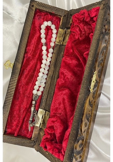 Rahan İnci Tespih Tesbih Doğal Taş Tesbih Gümüş İmameli Taç Çakrası Taşı Ahşap Kutulu Bereket Taşı Çok Renkli