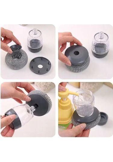 Xindoker "2'li Set Otomatik Deterjan Dispenserli Bulaşık Fırçası - Pratik Ve Uzun Ömürlü" Gri