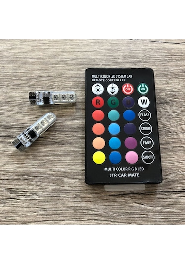 OtoÇizgi Uzaktan Kumandalı Çakar Lamba T10 18 Led Rgb Park Lambası 2 Adet OtoÇizgi