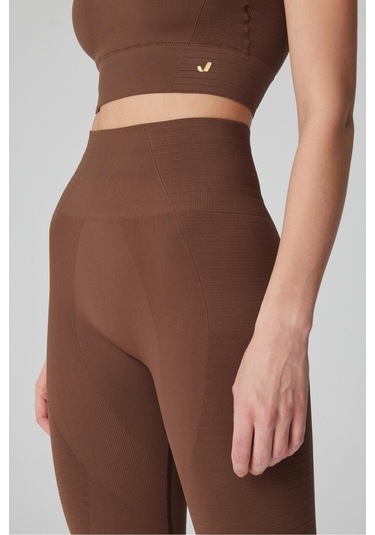 Jerf Gela Yüksek Bel, Esnek ve Toparlayıcı Spor Tayt Toprak 001