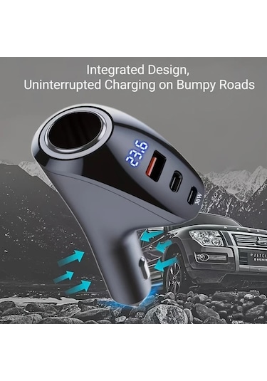 Chuangyinshop 1 Pc Adapter & A To C Kablolu 170w Max 4 Portlu Usb C Araç Şarj Cihazı 12v/24v Dual Pd Hızlı Şarj İphone İpad Galaxy İçin