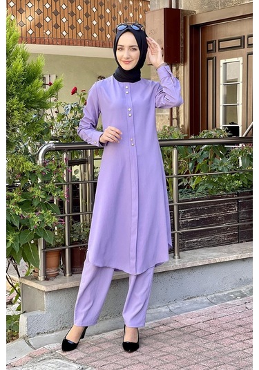 Moda Çizgi Tesettür Takım 42 Lila