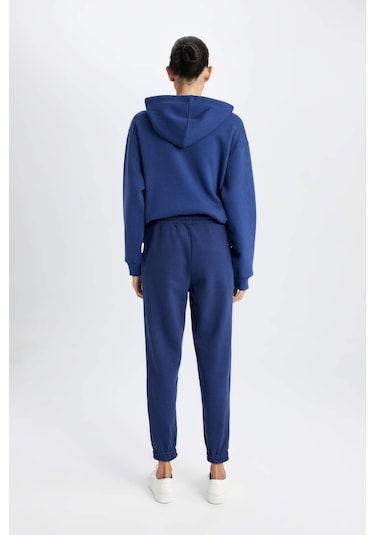 Defacto Beli Paçası Lastikli Bağcıklı Cepli Kalın Jogger Eşofman Altı V2700AZ24WNNV42 Lacivert