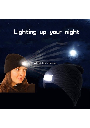 Shineyee Kışlık Islak Lastikli 5 Led Işıklı Outdoor Aktivite Şapka - Siyah, Kamp, Yürüyüş, Yürüyüş İçin Isı Sağlar Çok Renkli