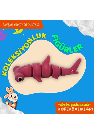 Tavşan Yumi Köpek Balıkları Koleksiyonu- 4 Parça 5-7 Cm Hareketli Oyuncaklar Ve Bilgilendirici Kartlar "