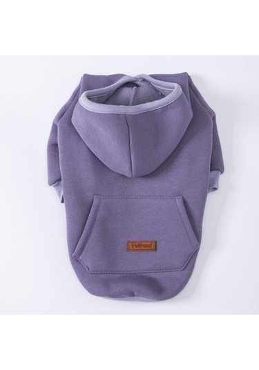 Koyu Lila Kanguru Cepli Kedi-köpek Hoodie- Sweatshirt Kedi Köpek Kıyafeti