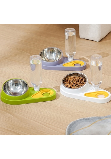 Cbtx Kedi Ve Köpek Mama Ve Suluk Pet Yeme Seti Kombinasyon Kasesi Mor