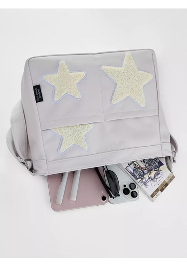 Vibe Kore Yıldızlı Y2k Tarzı Gençler İçin Okul Çantası 191280928 Beyaz