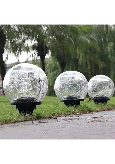 Moly Güneş Enerjili Çatlak Cam Toplu Bahçe Işığı - Ip65 Su Geçirmez, 8-10 Saat Süre, 30 Ledli Renkli, 2 Adet 12 Cm Paket Çok Renkli