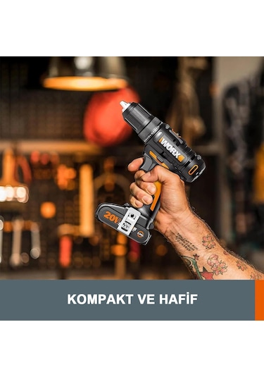 Worw  Wx108 20Volt/2.0Ah Li-ion Çift Akülü Profesyonel Şarjlı Matkap