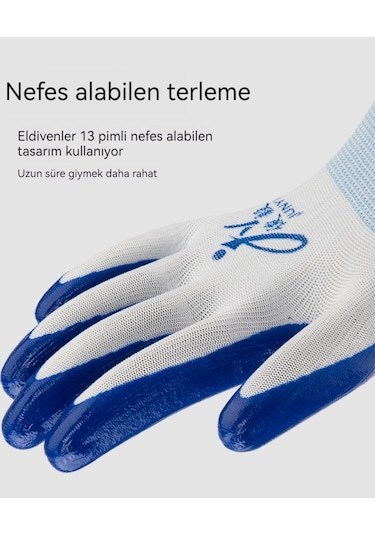 İş Sigortası Eldivenleri Aşınmaya Ve Kire Dayanıklı Siyah 1 Paket 12 Çift