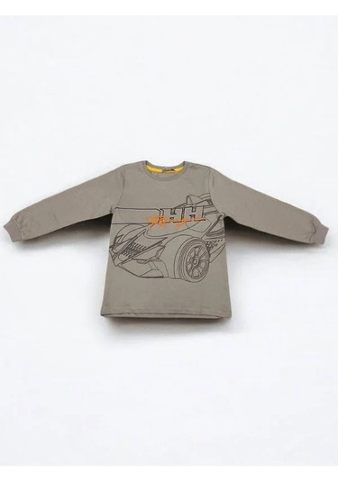 Erkek Çocuk Racing Sweatshirt-14666 Gri
