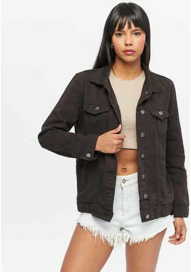 Shevega Kadın Füme Boyfriend Uzun Keten Ceket Füme