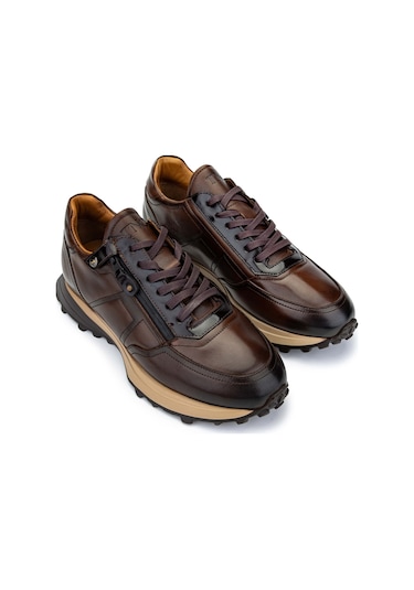 Tamer Tanca Erkek Hakiki Deri Kahverengi Sneakers & Spor Ayakkabı 383 5454 Erk Ayk Y23 Kahve/sılver Kahverengi - Gümüş