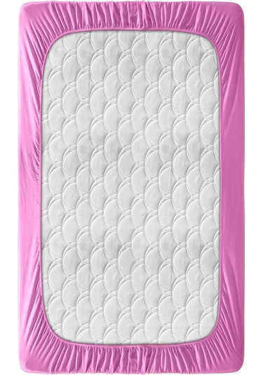 Penye Lastikli Çarşaf, Battal Çift Kişilik , Pembe, Pamuk-elastan Örme Kumaş, 230 Gr/m² Pembe