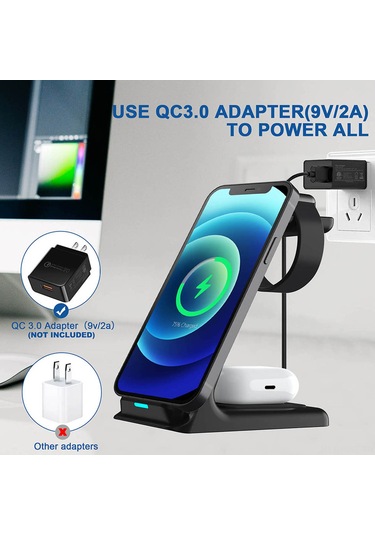 Honmex Beyaz 3'ü 1 Kablosuz Şarj Aleti: İphone, iOS Watch Uyumlu Ve Airpods İçin Çift Bobinli Hızlı Şarj - Qi Sertifikalı, Güvenli Ve Düzenli