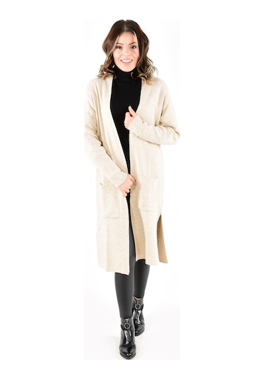 Modaplaza Kadın Cepli Düz Uzun Hırka 4341- Neon K19KEROL4341HRKNOVA Çok Renkli