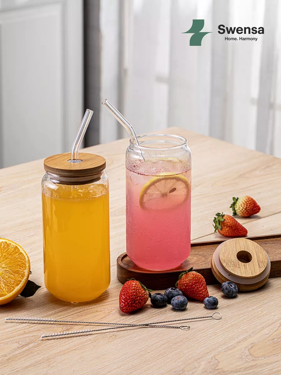 Swensa Bardağın Cam Pipet Ve Kapaklı Seti 185128209 Beyaz