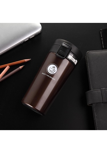 Kahverengi Premium Seyahat Kahve Kupa Paslanmaz Çelik Termos Bardak Bardak Termos Termos Bardak Su Şişesi