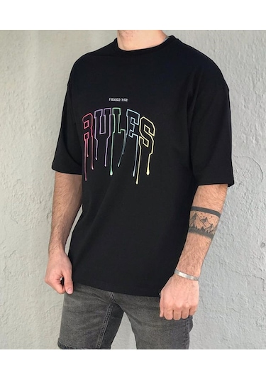 Insane Minds Oversize Rules baskı tişört Çok Renkli