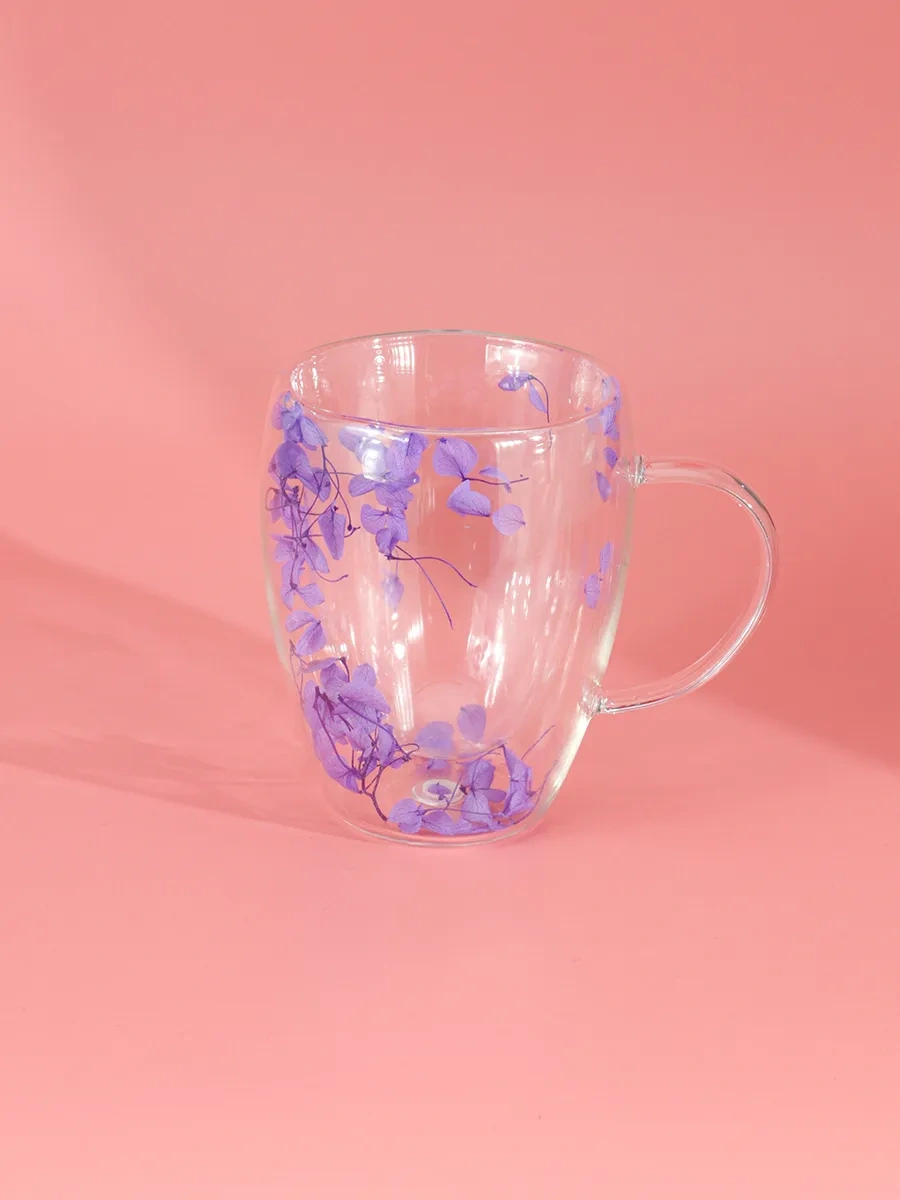 Miland Home Çiçek Desenli Çift Tabanlı Kupa 296746215 Violet