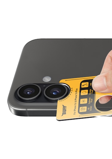 Buff Apple Uyumlu iPhone 16 Plus Metal Kamera Lens Koruyucu Black